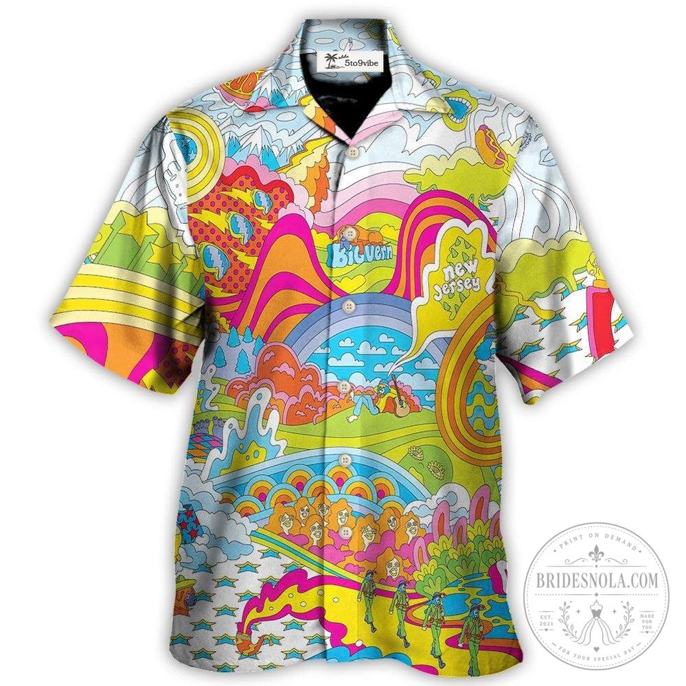Psychedelic Hippie New Jersey Bit Vein Colorful Hawaiian Shirt